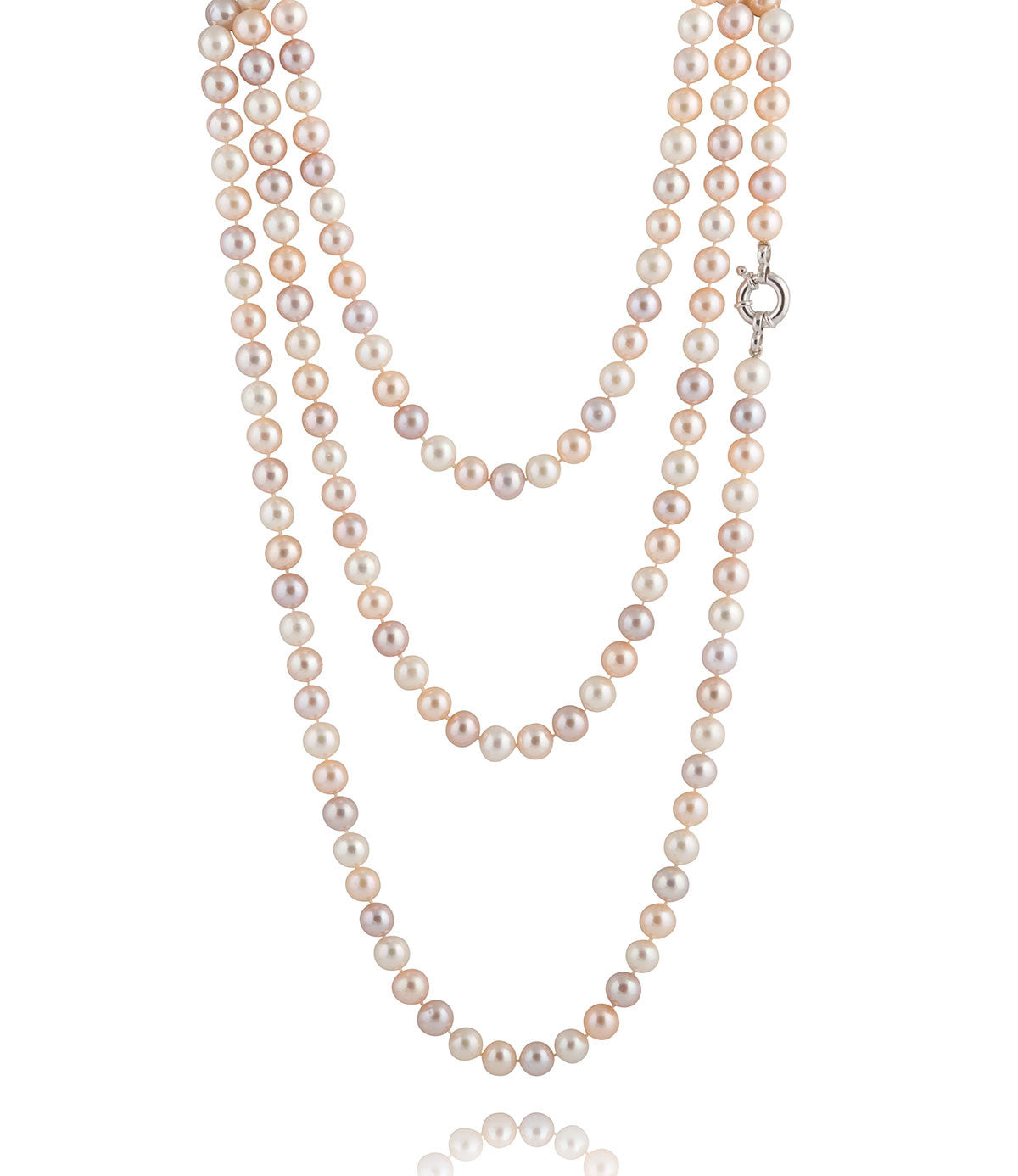 Long Pearl Necklace Luxury Freshwater Multicolor over 64 inches