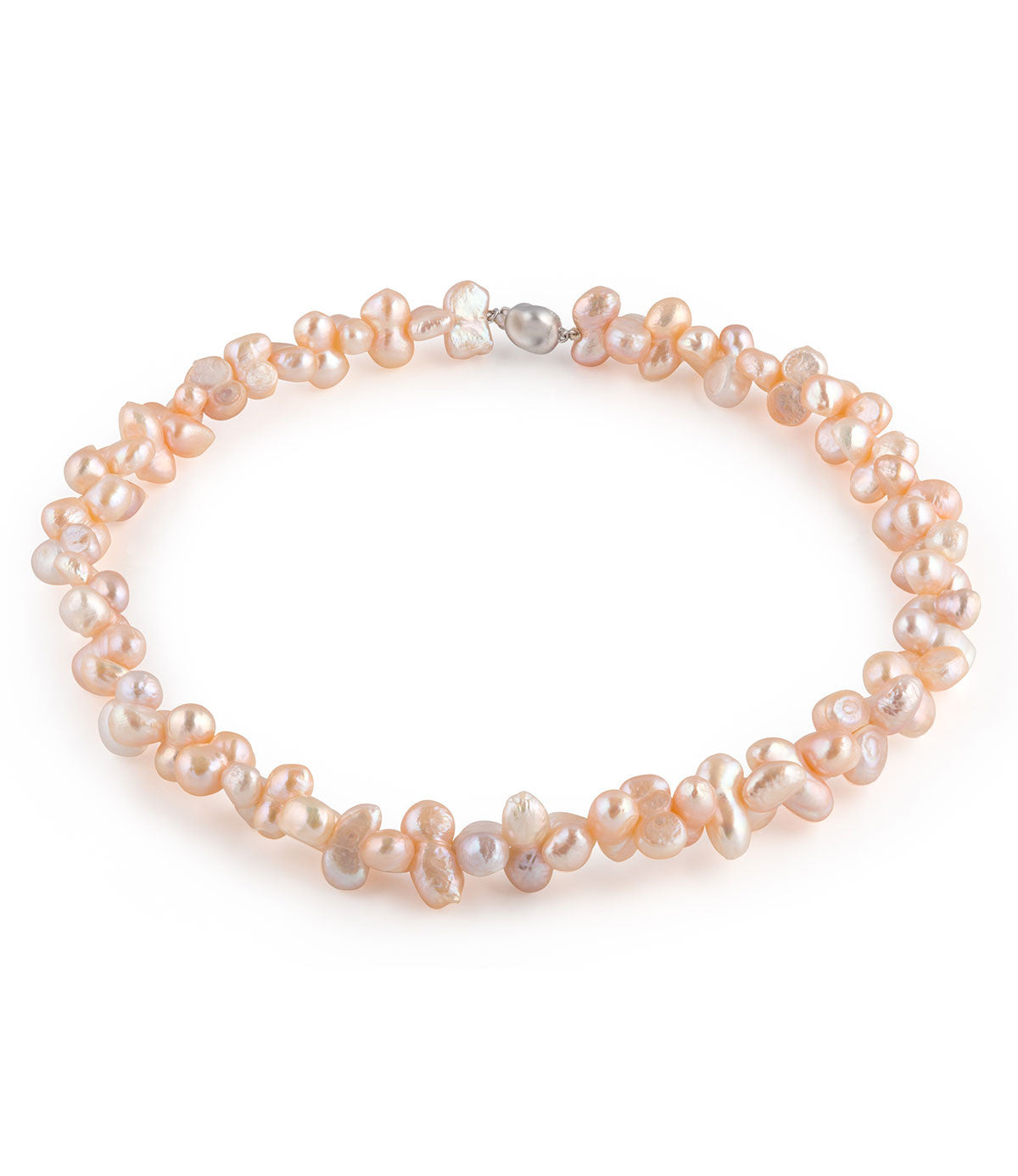 Baroque Pearl Necklace Sterling Silver Freshwater Peach