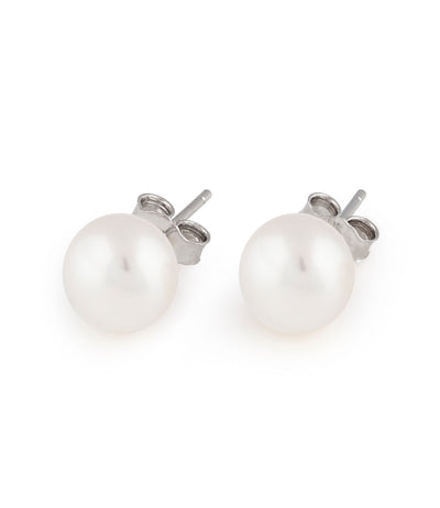 Pearl Stud Earrings Freshwater White Sterling Silver
