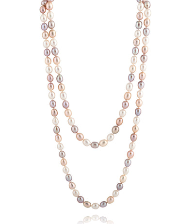 Long Pearl Necklace Multicolor Freshwater