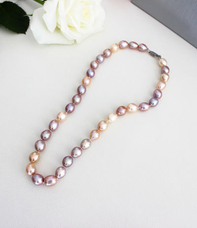 Metallic Freshwater Pearl Choker Necklace in Sterling Silver