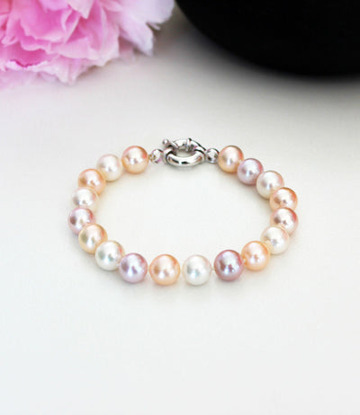 Pearl Bracelet Sterling Silver Freshwater Multi color