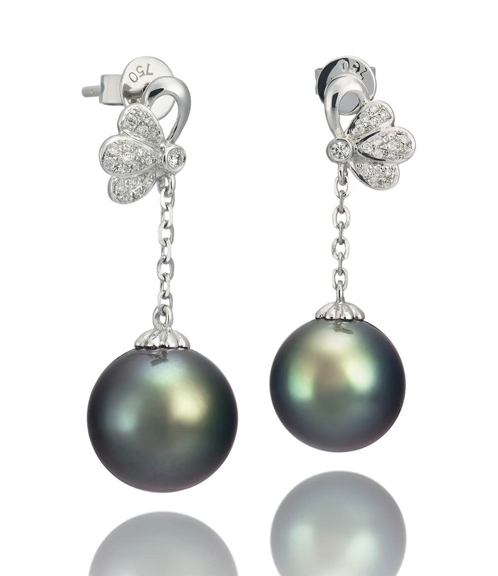 Rare Black Pearl Earrings with Diamonds – PEARL-LANG®