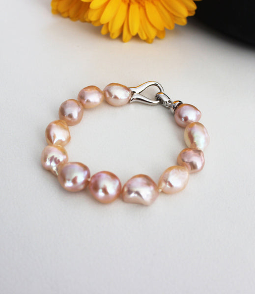 ◆VINTAGE HOLLYWOOD◆ Baroque Pearl Matte Bracelet VH239OBR0 Vintage Baroque Pearl Bracelet - Elegant and Trendy Ins
