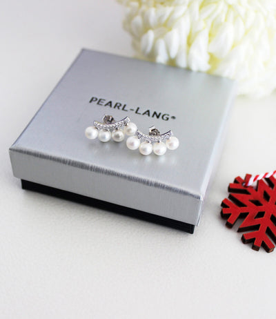 Climber Pearl Earrings Sterling Silver Starlight Christmas Gift