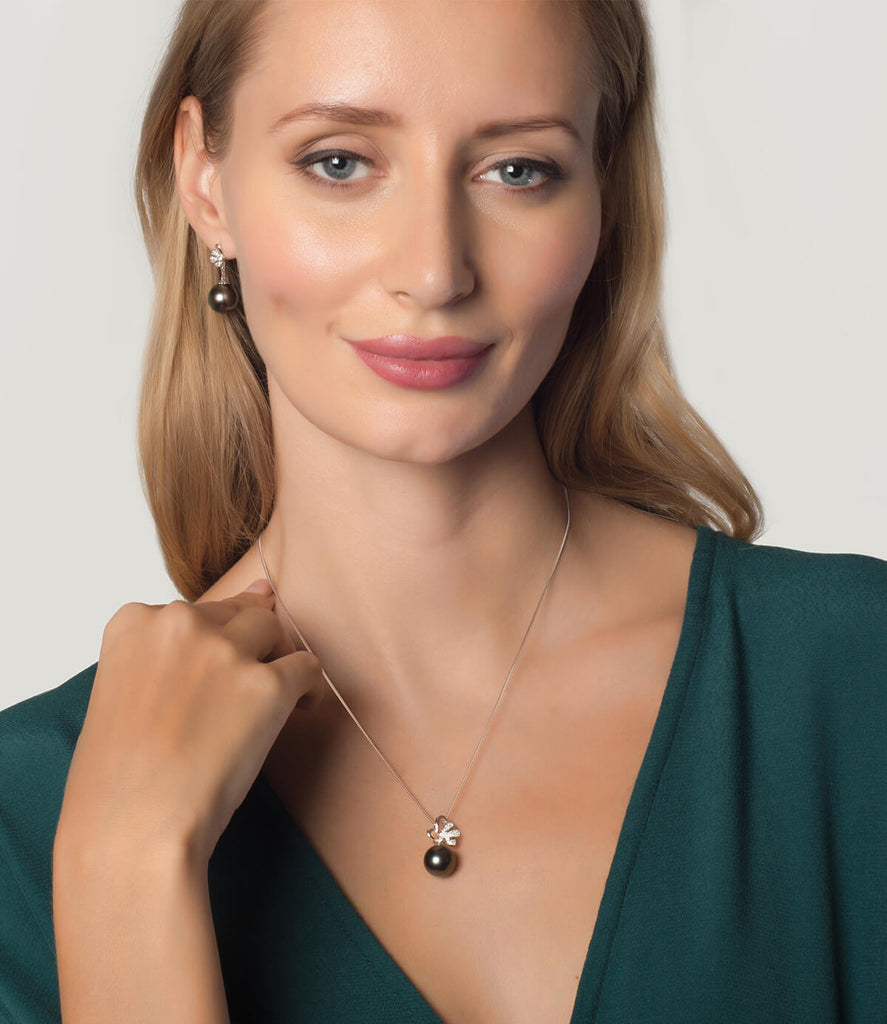Buy Lotus Pearl Necklace and Stud Earrings Set Online in India  Zariin