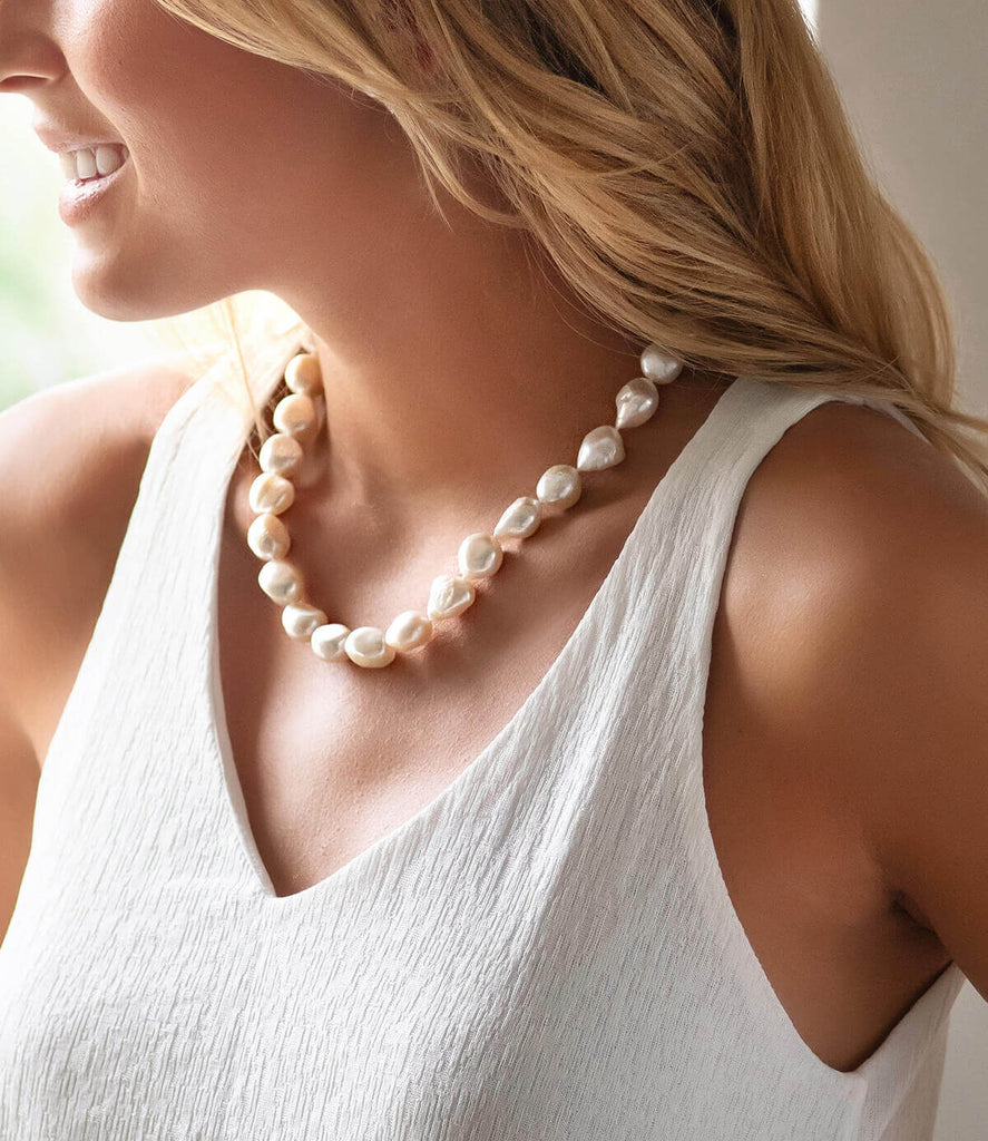 Lovely 24k Brushed Gold Vermeil and White Keshi Pearls Statement Neckl – LB  Jewelry Designs